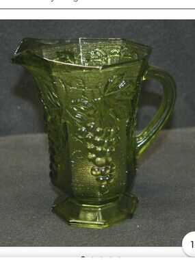 Anchor Hocking  Vintage "Grape Harvest"  Avocado Green Pitcher
